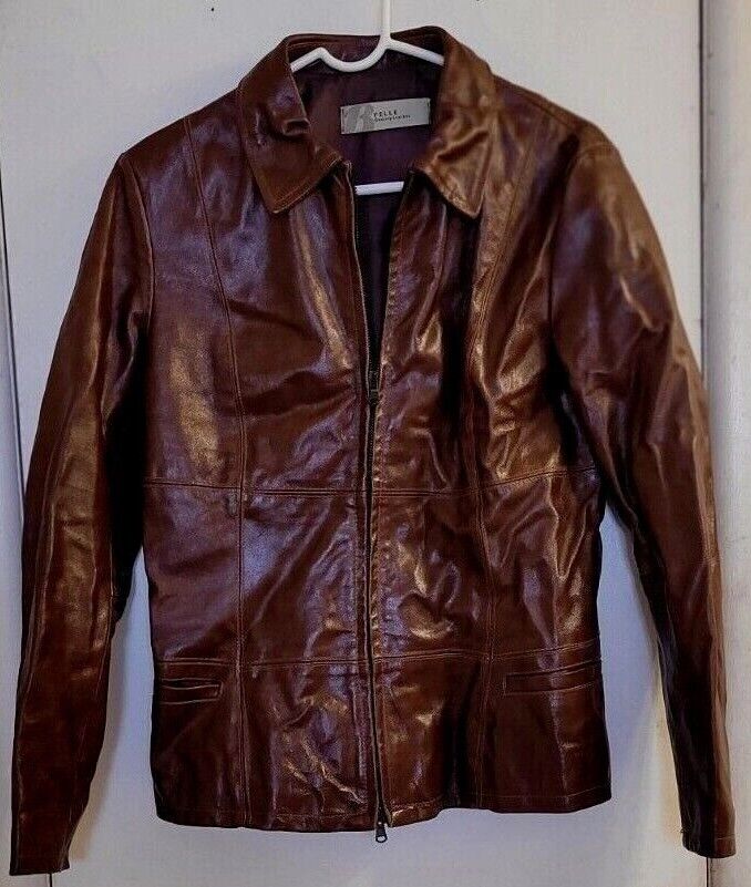 VERA PELLE Lavorazione Artigianale Brown Leather Jacket;US S VERA PELLE Lavorazione Artigianale Brown Leather Jacket;US S