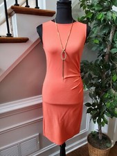 Kenneth Cole Women's Orange Rayon Sleeveless Round Neck Knee Length Dress Size 2