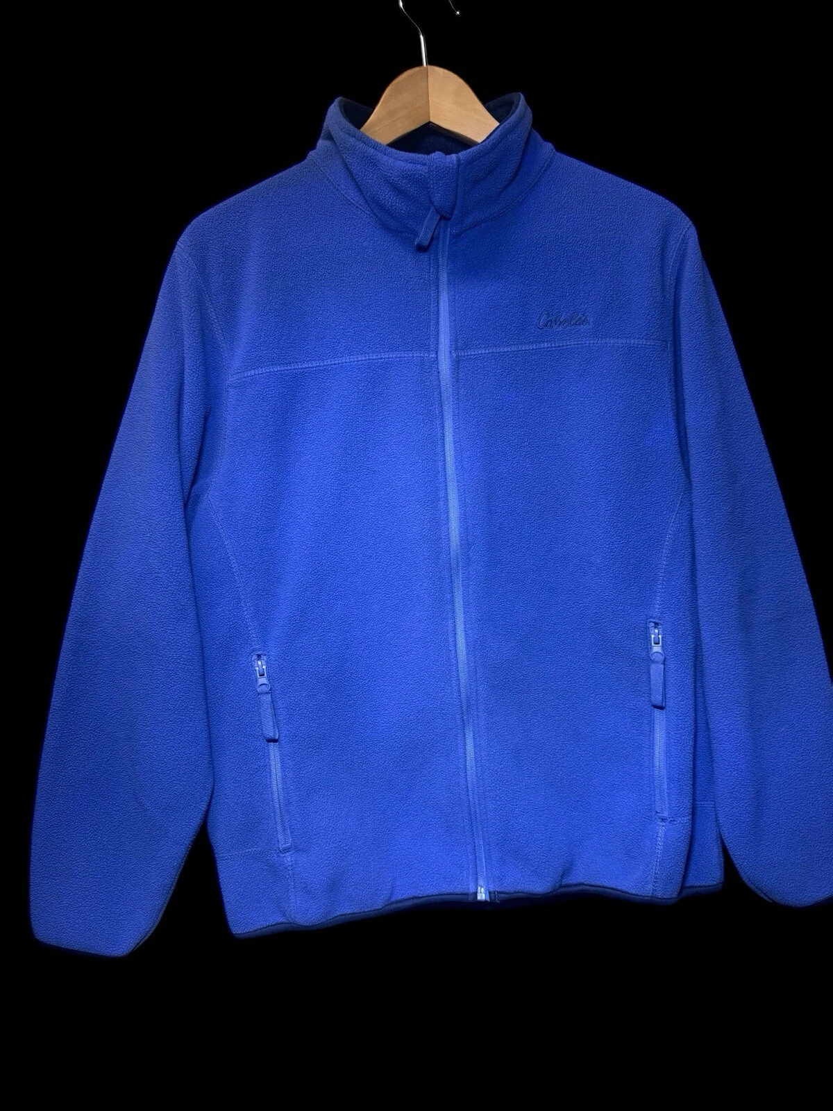 Cabela's Men's Size L Blue Fleece Jacket Polyester Preowned Pockets Full Zip