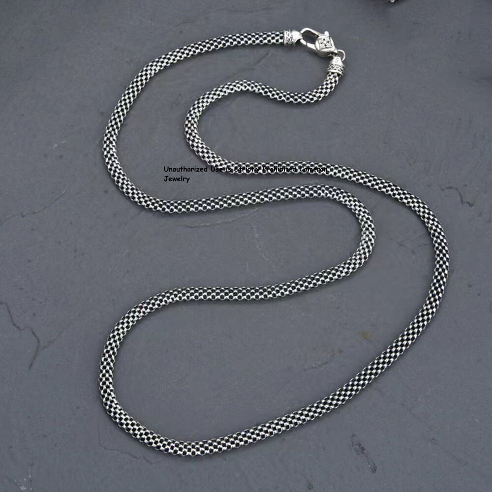 snake pierce silver⚪︎s925 Pure S925 Sterling Silver Chain Men Women 4mm Snake Link