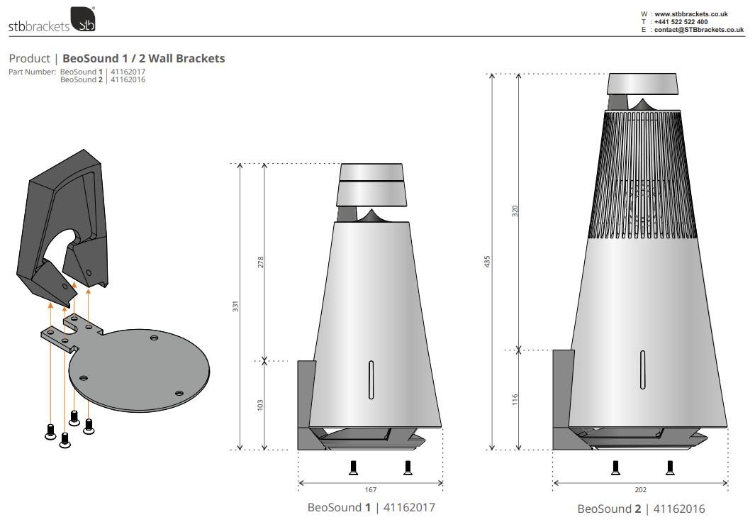 Bang & Olufsen BeoSound 1 Wall Bracket STBbrackets | eBay