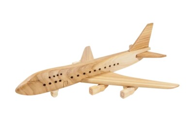 Holz Jumbo Jet Flugzeug - Spielzeug Handarbeit Massivholz 3D Modell Dekoration Neu