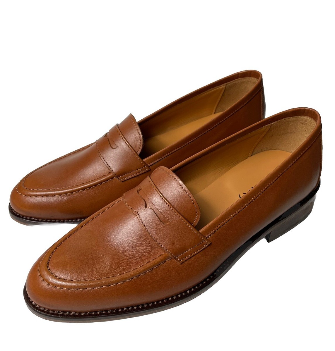 Hockerty Mens Brown Leather Slip On Penny Loafers Made In  display picture 1