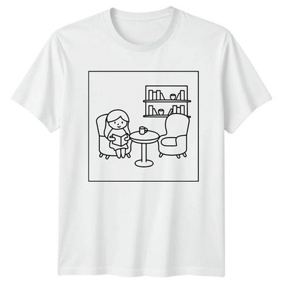 Reading Nook Damen T-Shirt Herren Tee Grafik Unisex Oberteil
