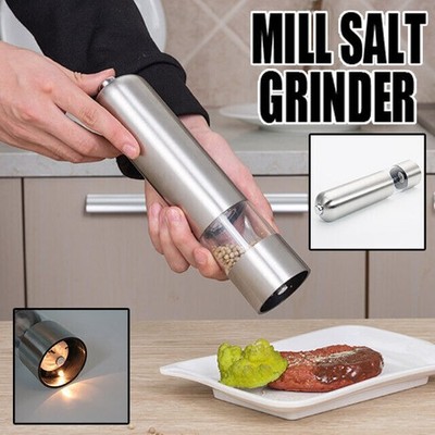 2PCS Stainless Steel Electronic Salt Pepper Mill Grinder Shaker Set With  Light