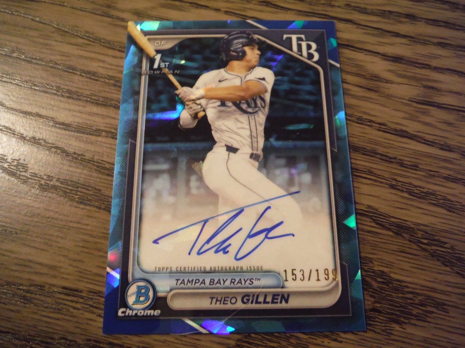 THEO GILLEN - 2024 AUTOGRAPH Bowman Chrome SAPPHIRE BLUE ICE Refractor (#/ 199 )