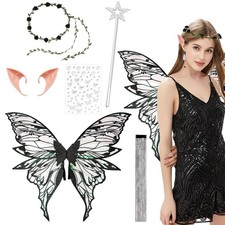 JFBNXB 6PCS Fairy Wings, Butterfly Wings Adults, Black Fairy Wings, Sparkling...