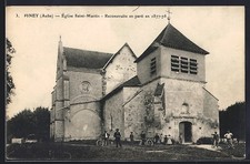 Old postcard Piney, Church of Saint-Martin partially rebuilt in 1877-78 