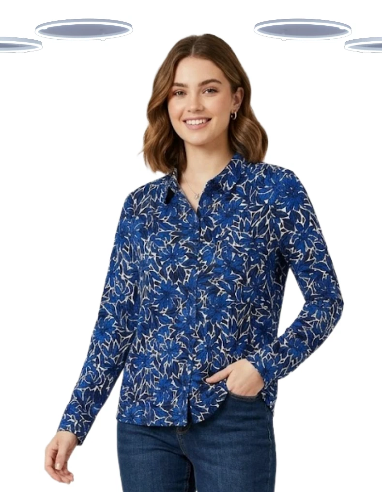 Ex Seasalt Women' Shirt - Long Sleeve Floral Jersey Blue (Size 12) (Defect)
Opens in a new window or