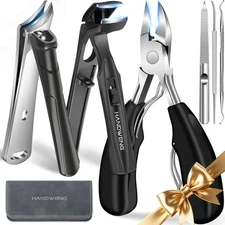 Heavy Duty Toenail Clippers for Seniors - Angled, Wide Jaw, Long Handle