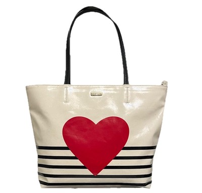 NWOT Kate Spade Yours Truly Heart Stripe Hallie Tote Handbag