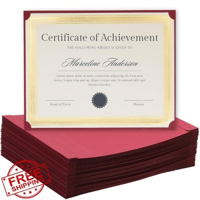 Apprabbr Letter Size Certificate Holders Burgundy 125CT