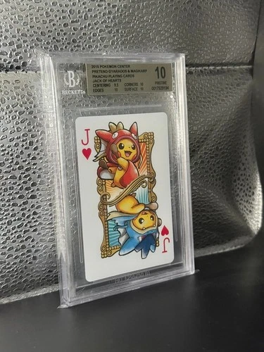 2015 POKEMON PRETEND GYARADOS & MAGIKARP PIKACHU POKER JACK OF HEARTS BGS 10