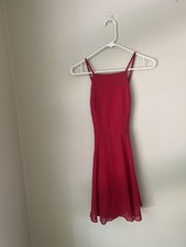 Lulus Red Fit & Flare Chiffon V-Neck Spaghetti Strap Short Dress Size S