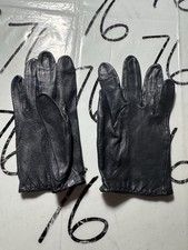 Vintage New Black Soft Kid Skin Leather Gloves Sz 6 1/2