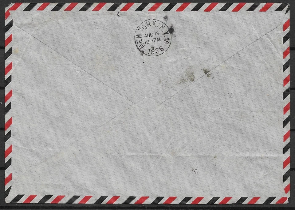 Luftpost Zeppelin LZ 129 Olympia Satz Brief Europa Nordamerika New York 1936 - Bild 2 von 2