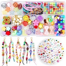 DIY Bead Keychain Making Kit, 296PCS Beaded Bag Charm Making Kit with Colorfu...