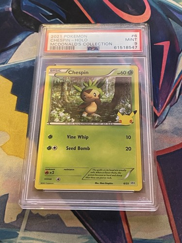 Pokemon 2021 Chespin Holo Card 6/25 McDonald's Collection PSA 9
