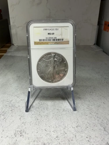 1989 .999 Silver Eagle S$1 MS69 Brown Label NGC