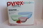 PYREX Colors Mix It! Sculpted Fluted Mixing Bowls with Lids Set of 3 NEW Sealed
