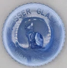 Mosser Vintage Sitting Cat Milk Blue Art Glass Plate, Super Cute!