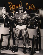 Ronnie Coleman Signed 11x14 Bodybuilding Squats Orange JSA