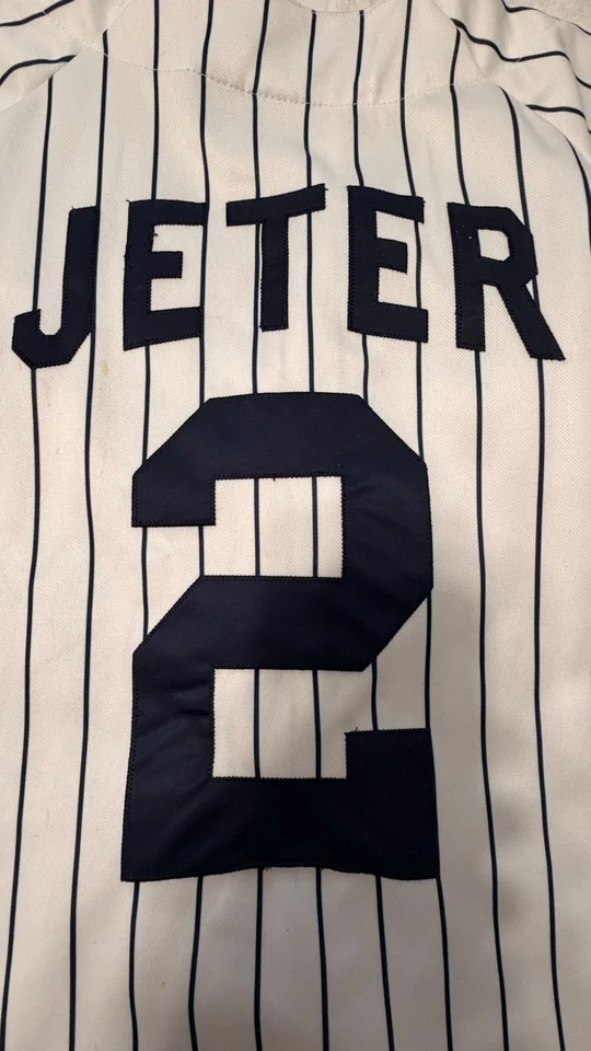 Camiseta deportiva blanca Derek Jeter #2 New York Yankees Nike para hombre retro jugador 3x Foto 2 de 4