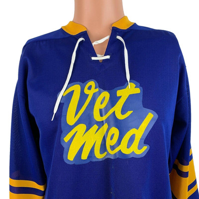 Vintage Hockey Jersey Mens Size M Maska Superfil Made In Canada 70s Blue