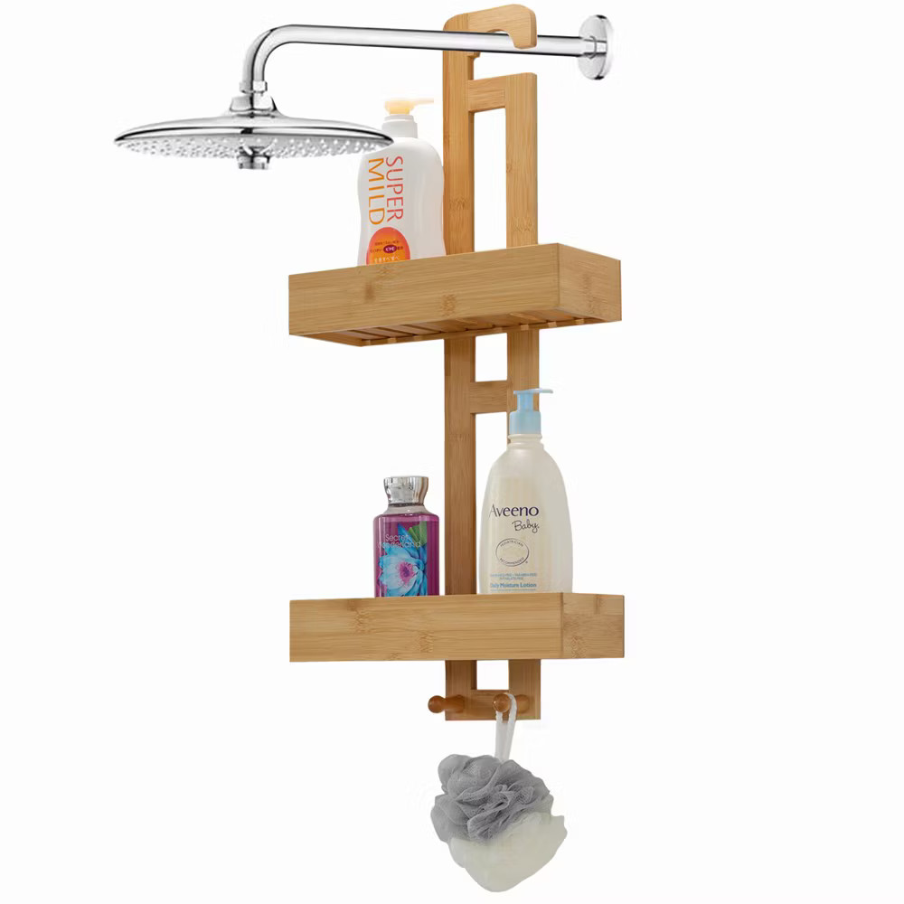 Bathroom Multi-function Natural Bamboo Storage Rack Over Shower Head Organizer 10490₽
