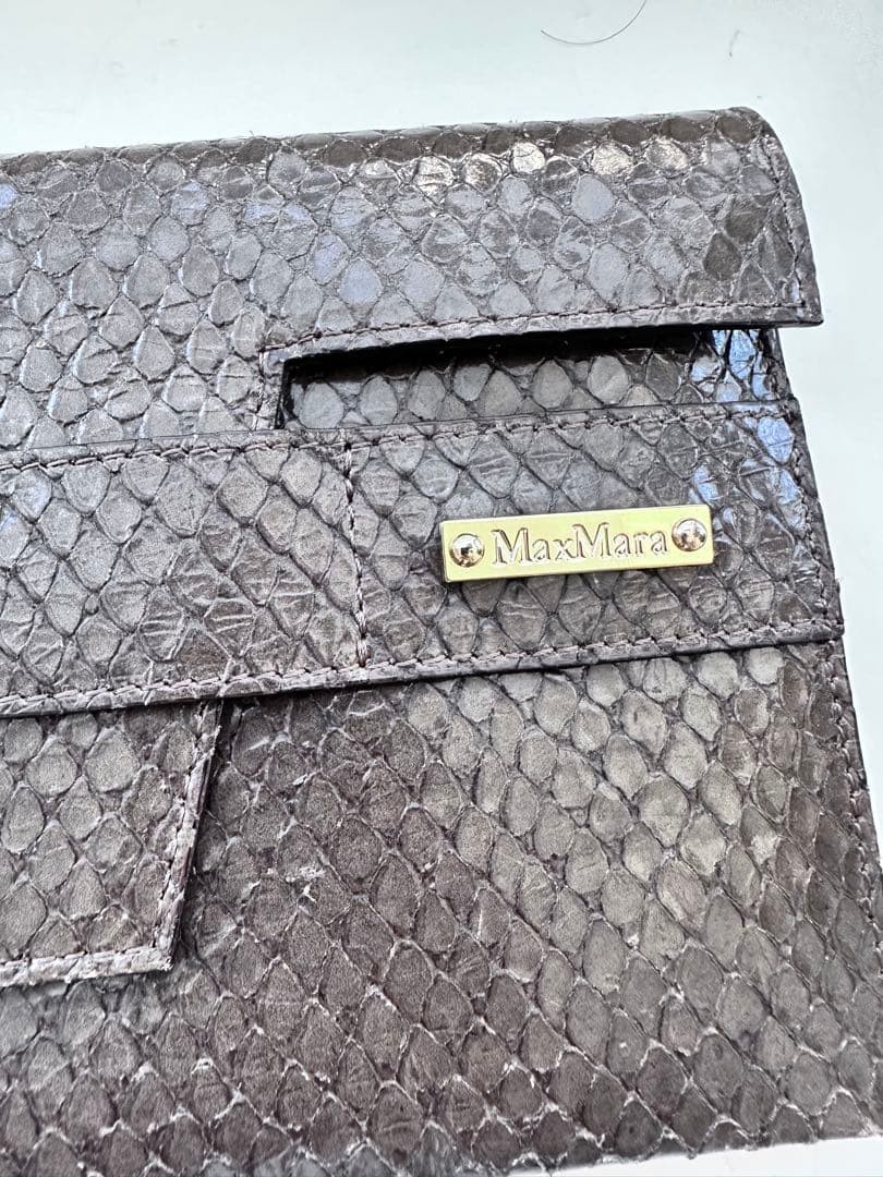 Max Mara Python Embossed Leather Clutch/Chain Sho… - image 2