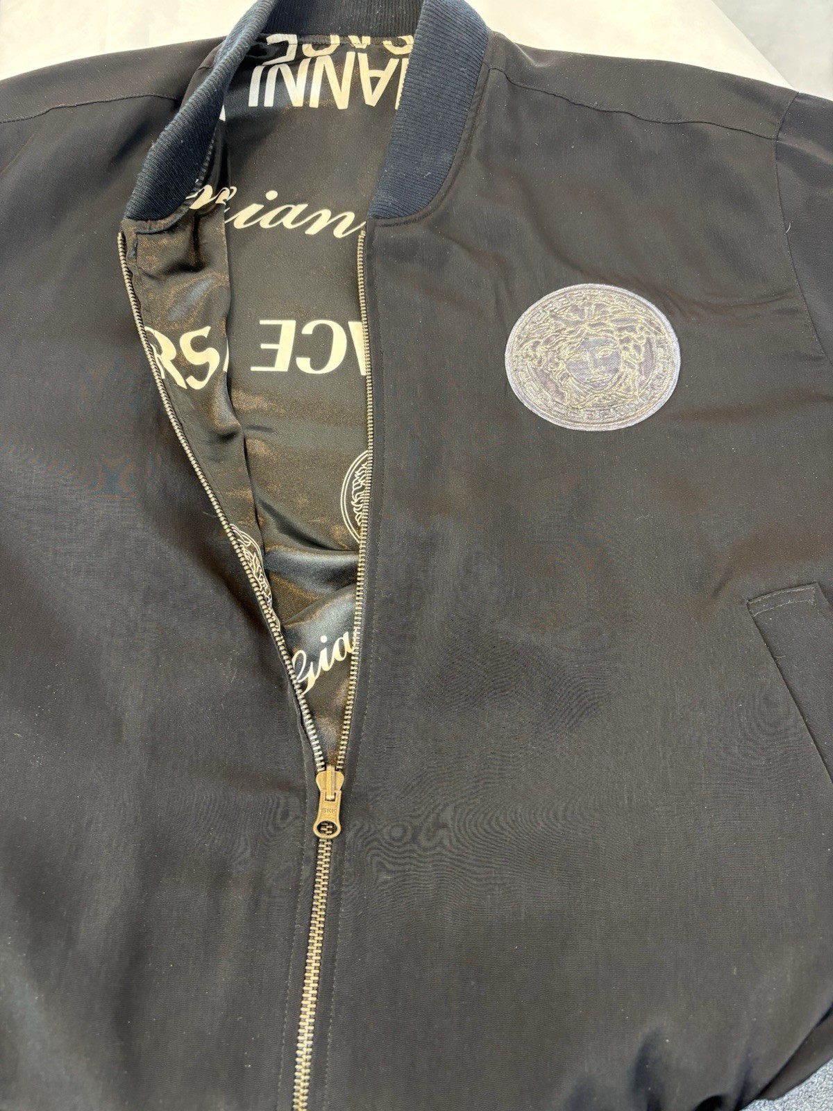 Versace Men’s Reversible Satin Jacket Black XL 90s Vintage Migos Satin Rare image 8