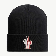 Moncler Grenoble Wool Beanie Hat Black
