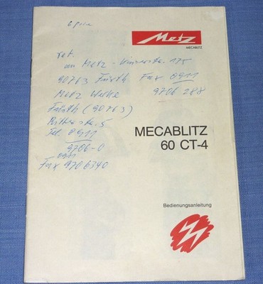 Gebrauchsanweisung  Metz Mecablitz 60 CT-4