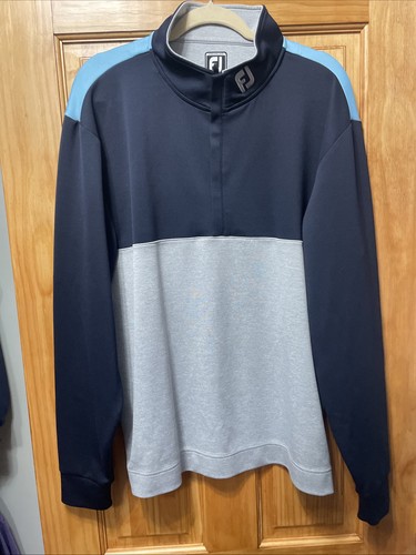 Pull 1/4 Zip FootJoy Pour Homme - Taille XL - Bleu Clair - Polyester/Spandex - Pour Le Golf Ou Casual