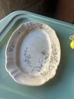 Antique John Edwards Porcelaine De Terre Black Floral Platter 1891 Transferware