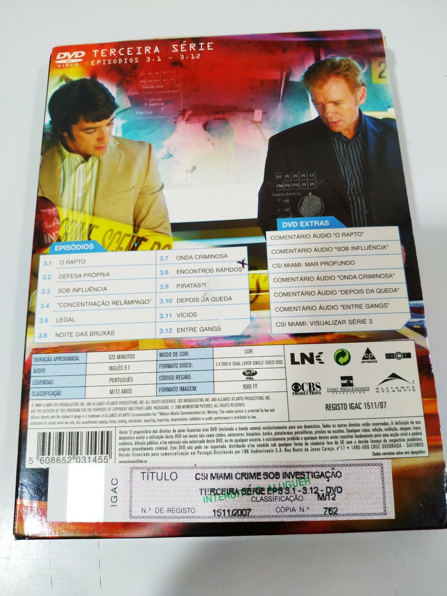 CSI Miami Third Season Episodes 3.1-3.12 - 3 X DVD English
