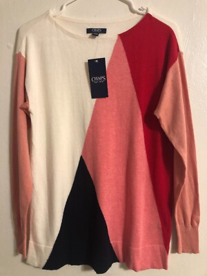 CHAPS Pullover Tunic Sweater Sz S NWT $60 Lightweight Cotton Color Block
