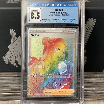 Pokemon Nessa 196/185 (Rainbow Secret Rare) - Vivid Voltage - CGC