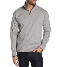 Robert Graham Elliot Quarter Zip Light Sweater Pullover 100% Cotton Grey Men's L
