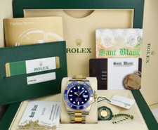 Rolex ROLEX 18kt Gold & SS Submariner Sunburst Blue w/ CARD TAGS 116613 LB SANT BLANC