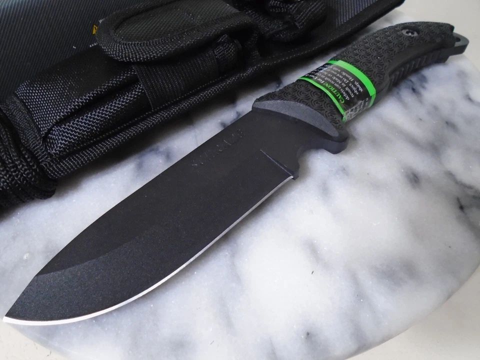 Cuchillo de combate Bowie Schrade Frontier Bushcraft 1095 SCHF36 Ferro Rod piedra de afilar Foto 3 de 4
