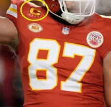 2024 AFC Playoffs KC Chiefs Travis Kelce 4⭐Star Iron-on RED CAPTAIN GOLD CPATCH