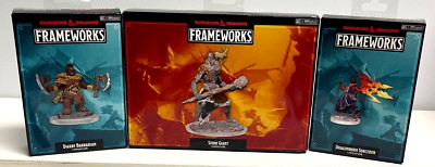 Dungeons & Dragons Frameworks Lot of 3 - Stone Giant Dwarf Dragonborn WotC Minis