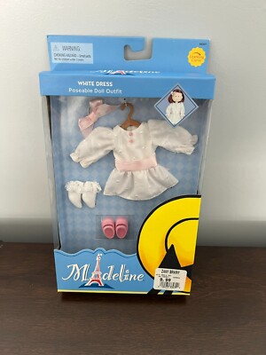 2002 Madeline Poseable Doll Outfit White Dress New In Package