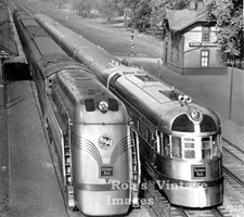 CB&Q Burlington Aeolus Steam Locomotive & Zephyr Train Railroad photo