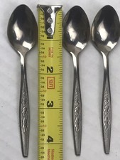 Vintage stainless steel Japan 3 small spoons baby jelly O
