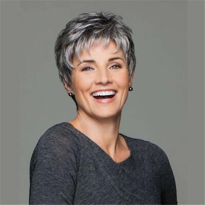 Fashion Gray Gradient Color Short Curly Wig Women Charming Daily Party Hairpiece