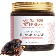 Natural Elephant Moroccan Black Soap With Rose and Argan Oil 200g 7oz