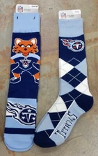 2 Pack NFL Tennessee Titans Gift Socks One Size Mascot Madness Argyle Dress