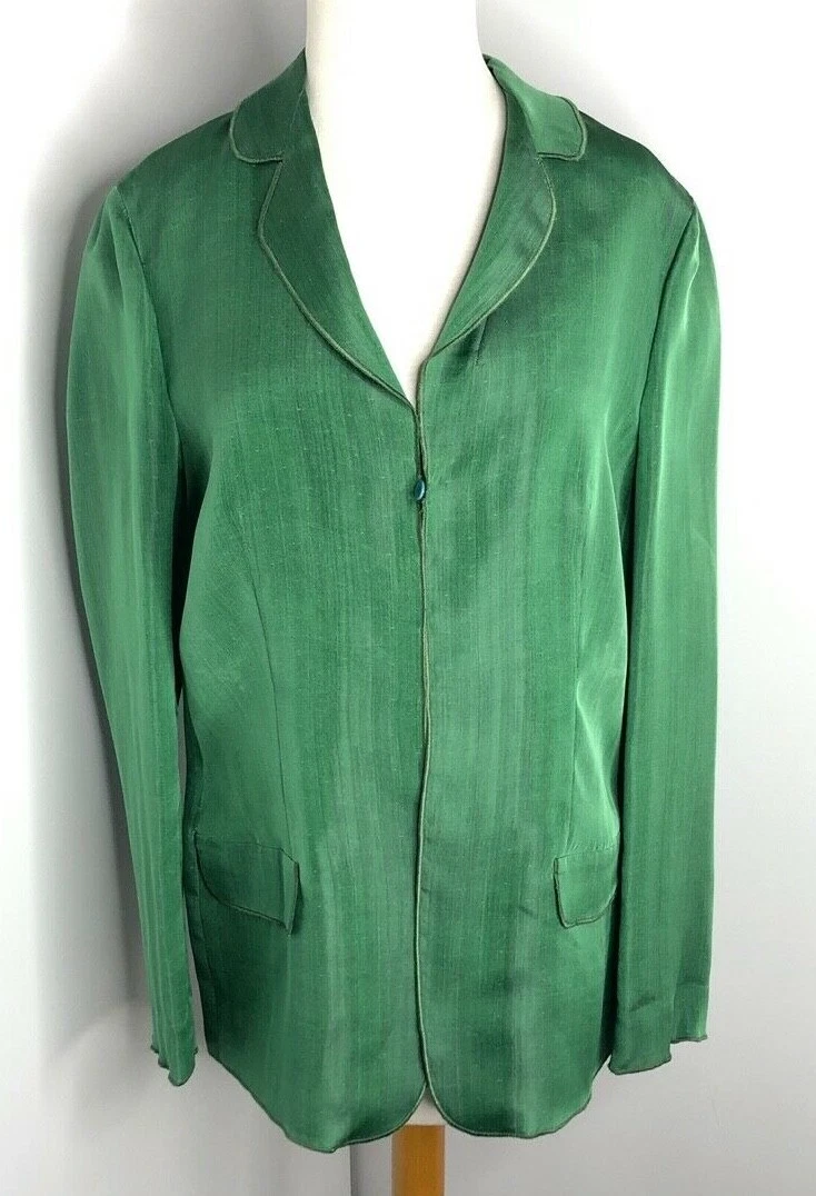 Giorgio Armani — Giorgio Armani Green Long Sleeve Silk Blazer Size 44 Italy